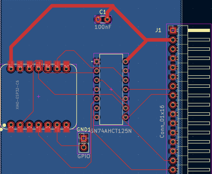 The PCB layout for the train tracker.